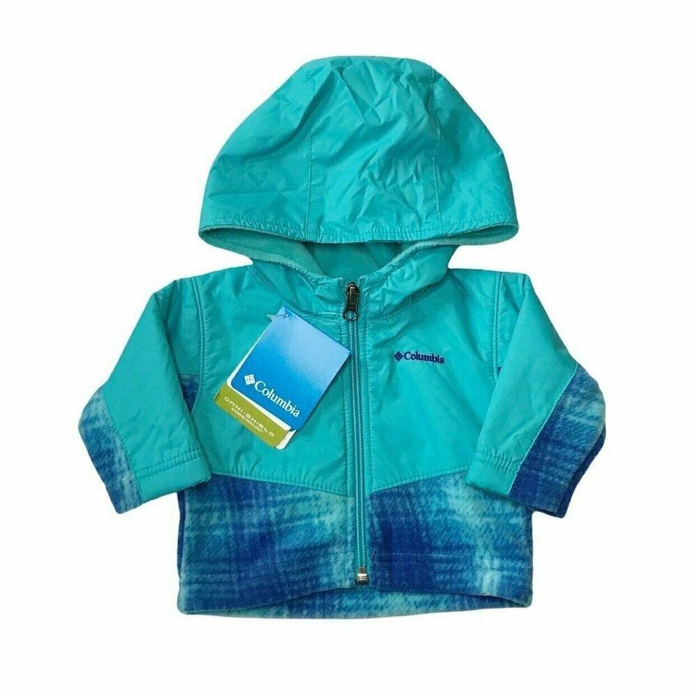 NWT Columbia Omni-Shield Teal Hooded Jacket 0-3M - Picture 1 of 4